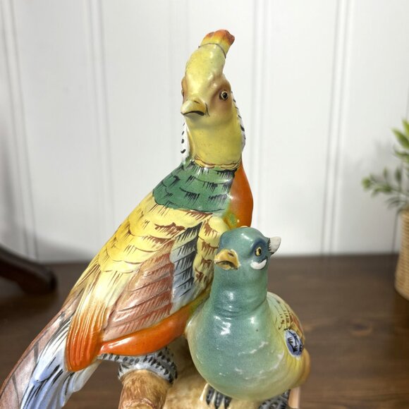Vintage Pheasant Figurine Ugo Zaccagnini Italian Porcelain Pheasants - Picture 7 of 15